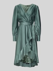 Sukienka koktajlowa o długości do kolan z wiązanym paskiem od Swing Zielony - 4