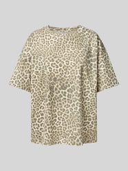 Oversized T-shirt met geribde ronde hals van Jake*s Casual Beige - 36