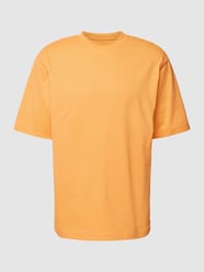 Loose Fit T-Shirt mit geripptem Rundhalsausschnitt von Tom Tailor Orange - 43