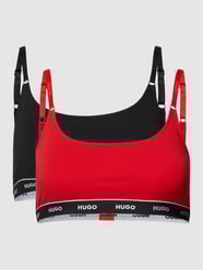 Biustonosz typu bralette z paskiem z logo w zestawie 2 szt. model ‘TWIN BRALETTE STRIPE’ od HUGO Czerwony - 23