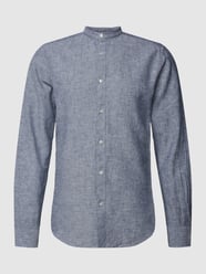 Slim Fit Freizeithemd mit Leinen-Anteil und Stehkragen von Only & Sons Blau / Türkis - 31