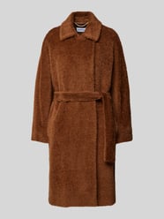 Płaszcz z wełny lana z wiązanym paskiem model ‘IPPY’ od Marella Brązowy - 41