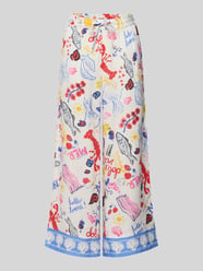 Wide Fit Leinenhose mit Allover-Motiv-Print von Christian Berg Woman - 32