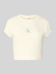 Przycięty T-shirt w paski z logo od Calvin Klein Jeans - 2