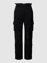 Cargohose mit großen Taschen in unifarbenem Design von Low Lights Studios Schwarz - 1