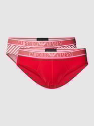 Slip mit elastischem Logo-Bund Modell 'Yarn Dyed' im 2er-Pack von Emporio Armani Rot - 38