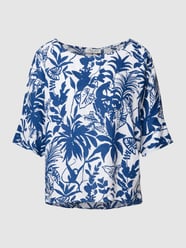 Blusenshirt aus Leinen mit Allover-Motiv-Print von Christian Berg Woman Blau / Türkis - 39