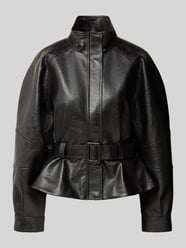 Kurtka z materiał skóropodobny z pasek model 'Jaclyn' od Neo Noir - 11