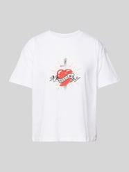 T-Shirt mit Motiv- und Label-Print von Review Weiß - 22
