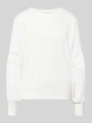 Gebreide pullover van viscose met semi-transparante mouwen van Apricot - 25