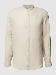 Freizeithemd aus Leinen mit Maokragen von Zeybra Beige - 10
