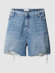 PLUS SIZE Jeansshorts mit Label-Patch aus Leder Modell 'Mom' von Calvin Klein Jeans Plus Blau - 3