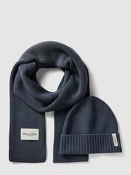 Set aus Schal und Mütze mit Label-Detail von Marc O'Polo Blau - 44
