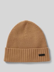 Beanie aus Schurwolle mit Label-Detail Modell 'Fati' von BOSS Beige - 29