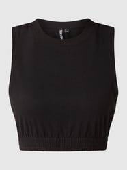 Korte top van katoenmix, model 'Videl' van Pieces Zwart - 38