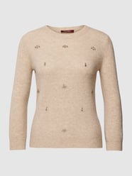 Gebreide pullover met applicaties, model 'GENTILE' van Max Mara Studio Beige - 27