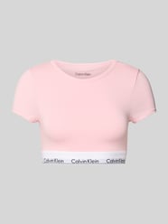 Kort T-shirt met label in band van Calvin Klein Underwear Fuchsia - 8