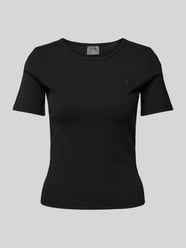 T-Shirt mit geripptem Rundhalsausschnitt Modell 'STEFFI' von Guess Activewear Schwarz - 25