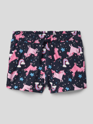Korte broek met all-over motiefprint, model 'vigga' van Name It Blauw / turquoise - 16