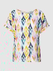 Blouseshirt van linnen met all-over print van Christian Berg Woman Wit - 12