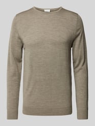 Gebreide pullover met ribboorden van Profuomo Bruin - 12