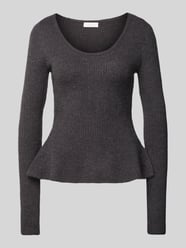 Gebreide pullover met boothals, model 'Sally' van LeGer by Lena Gercke Grijs / zwart - 11