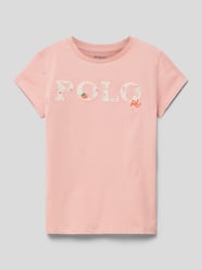 T-shirt z wyhaftowanym logo od Polo Ralph Lauren Teens Różowy - 24