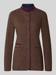 Żakiet o kroju slim fit z mieszanki wełny lana ze stójką od White Label - 5