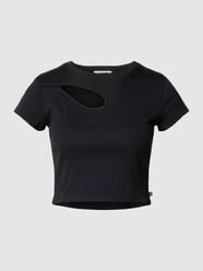 T-Shirt mit Cut Out von Tom Tailor Denim Schwarz - 34