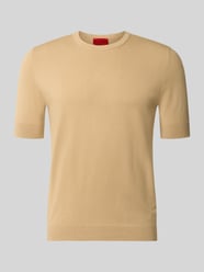 slim fit T-shirt van fijngebreid model 'SAN CARL-CV' van HUGO Beige - 14