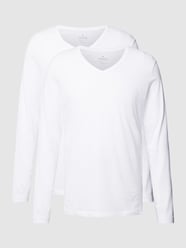 Longsleeve aus Baumwolle mit V-Ausschnitt im 2er-Pack von RAGMAN Weiß - 37