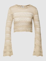 Sweter krótki z dzianiny z ażurowym wzorem od URBAN CLASSICS Beżowy - 33
