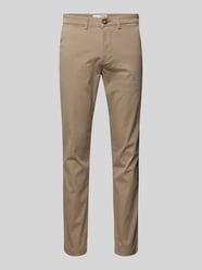 Chinosy o kroju slim fit z mieszanki bawełny model 'MILES' od Selected - 3