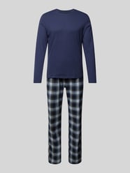 Pyjama mit geripptem Rundhalsausschnitt von Christian Berg Men Blau - 43