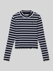 Longsleeve in Ripp-Optik mit Stehkragen von Tommy Hilfiger Teens Blau - 36