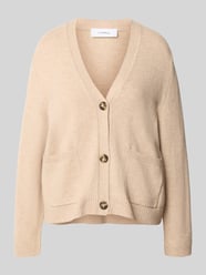 Strickjacke aus Woll-Mix mit V-Ausschnitt von comma Beige - 19