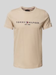 T-Shirt mit Label-Stitching von Tommy Hilfiger Beige - 29