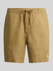 Leinenshorts mit Tunnelzugbund und Logo Stitching von Polo Ralph Lauren Beige - 18