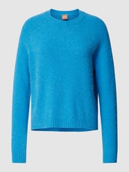 Sweter z dzianiny z dodatkiem wełny z alpaki model ‘Febisan’ od BOSS Niebieski - 5