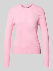 Sweter o kroju slim fit z czystej bawełny od Tommy Hilfiger Fuksjowy - 34
