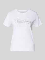 t-shirt z obszyciem ozdobnymi kamieniami z czystej bawełny model 'BRADY' od Pepe Jeans - 38