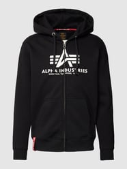 Sweatjacke mit Label-Print Modell 'BASIC' von Alpha Industries Schwarz - 22