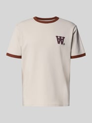 T-shirt met geribde ronde hals, model 'Parker' van Wood Wood Beige - 3