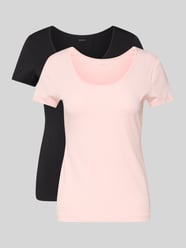 Przylegający T-shirt Zestaw 2 szt. Z mieszanki bawełny Model 'TWIN T-SHIRT RN' od HUGO Fuksjowy - 28