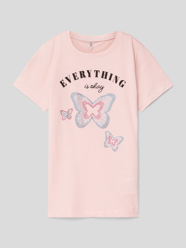T-shirt z nadrukowanym motywem model ‘KITA’ od Only Różowy - 5
