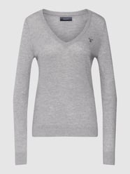 Gebreide pullover met labelstitching van Gant Grijs / zwart - 36