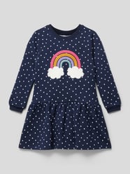 Knielange jurk met motiefstitching van Happy Girls Blauw - 13