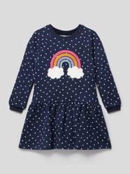 Knielanges Kleid mit Motiv-Stitching von Happy Girls Blau - 31