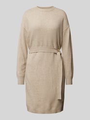 Knielanges Strickkleid mit Bindegürtel Modell 'VIRIL' von Vila Beige - 24