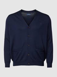 PLUS SIZE Strickjacke aus Merinowolle mit Eingrifftaschen von Polo Ralph Lauren Big & Tall Blau - 22